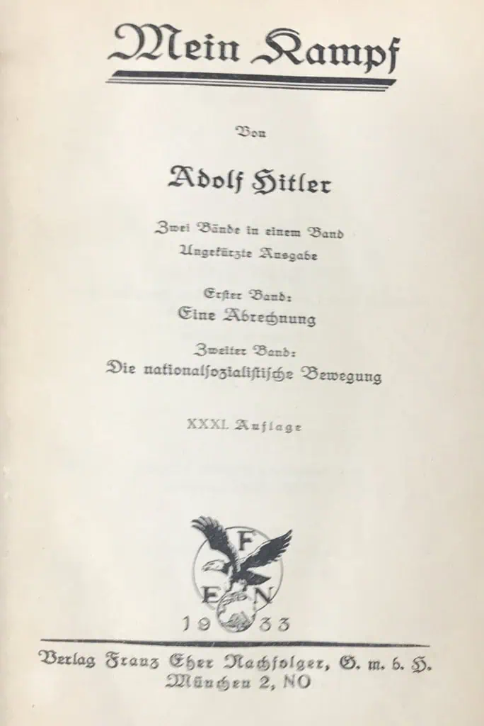 Mein Kampf first edition 1933 title page – mein kampf 1925 edition to 1939 history