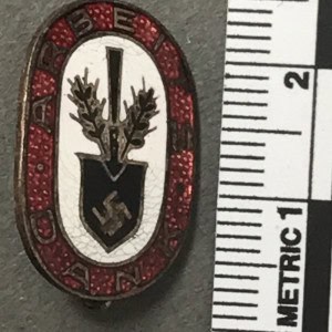 RARE Original WWII German NSDAP (NAZI PARTY) RAD “ARBEITS DANK” LAPEL PIN. (Mitgliednadel) Certified