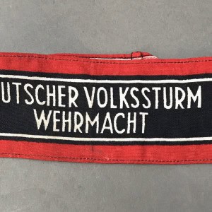 RARE “FACING EAGLE” Original WWII German DEUTSCHER VOLKSSTURM WEHRMACHT” ARMBAND Brought Home By A U.S. Veteran Certified