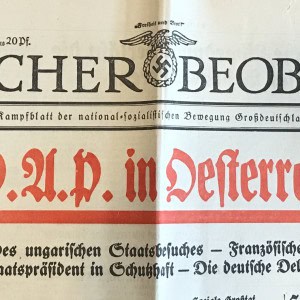 VERY RARE Original German NSDAP (NAZI PARTY) “VOLKISCHER BEOBACHTER” NEWSPAPER. (Zeitung) Certified