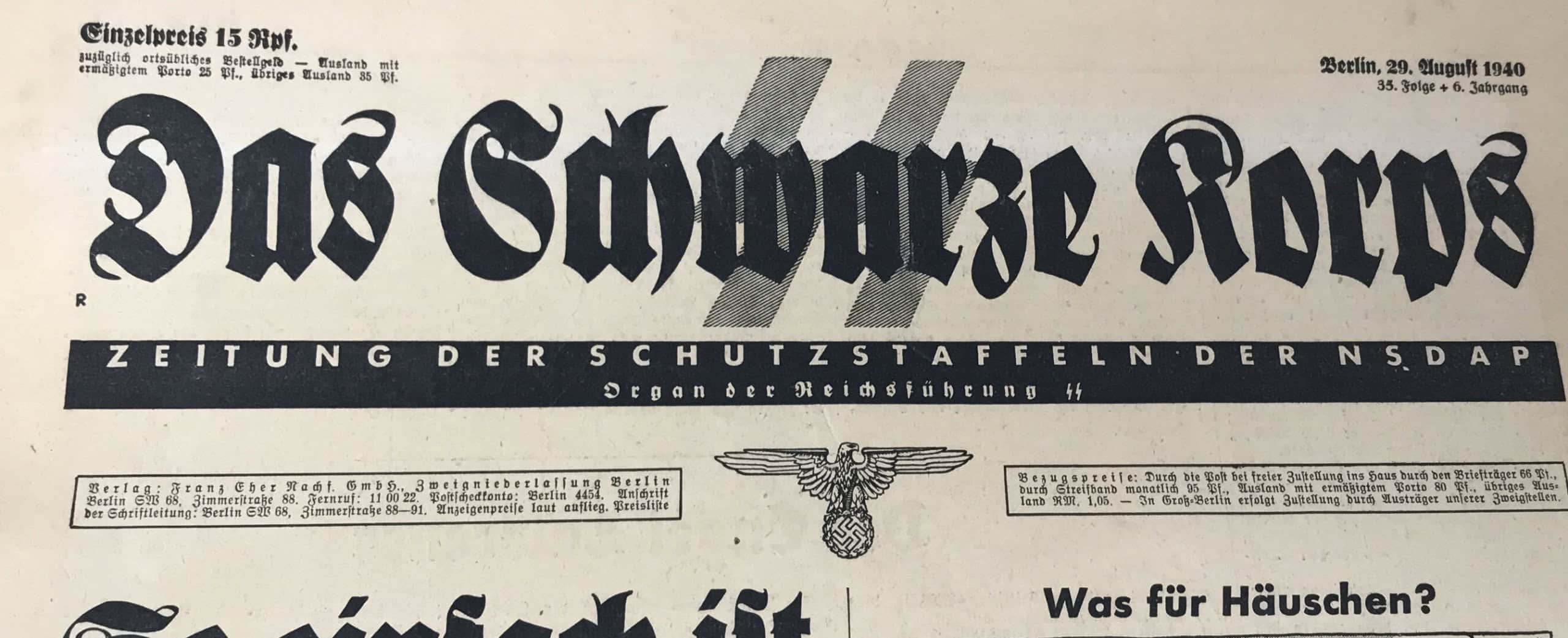 Very Rare 1940 SS Newspaper 