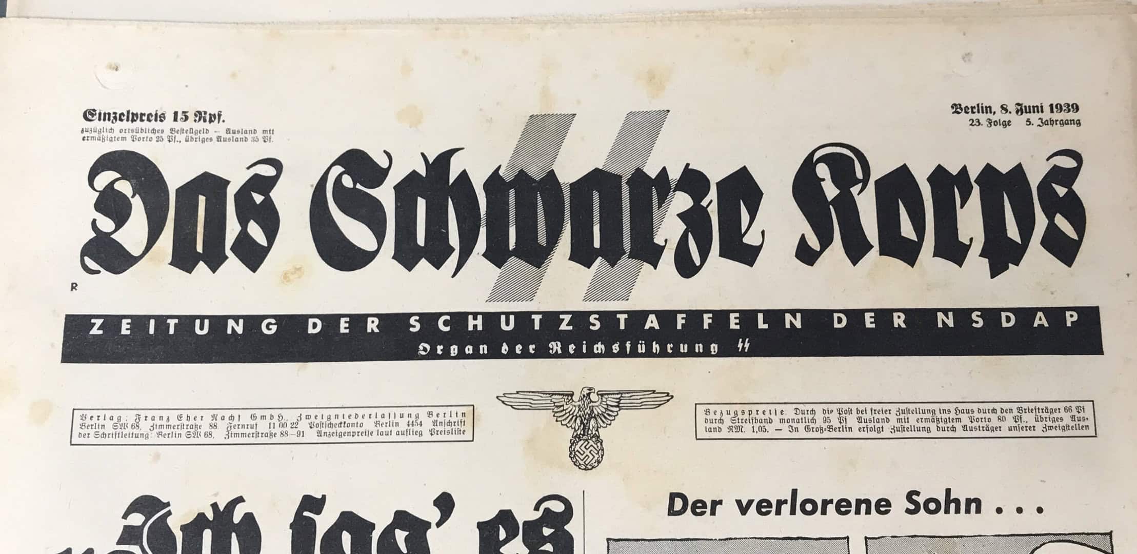 Discover 1939 Das Schwarze Korps Rare WWII SS Edition
