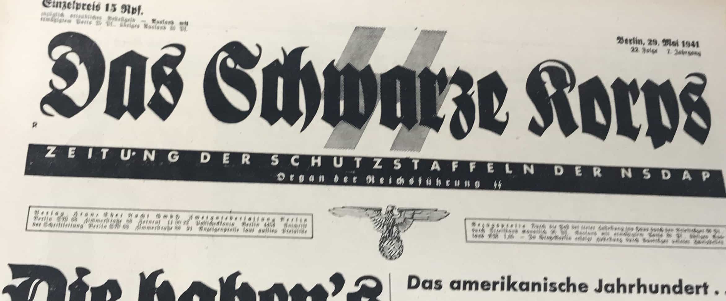 WWII SS Newspaper – Das Schwarze Korps, 1941 Edition