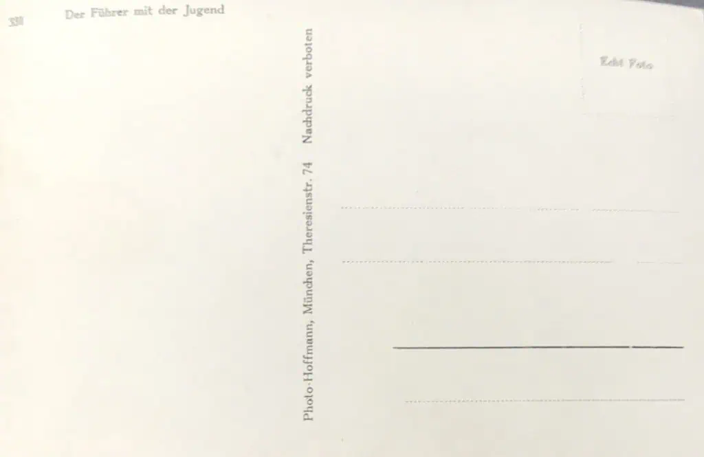 Hitler baby picture - postcard view referencing Hitler and child