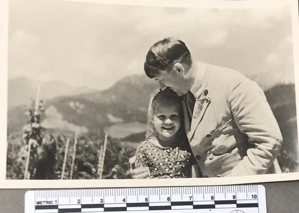 Child Hitler - picture of Hitler as a child with young girl in 1930s postcard