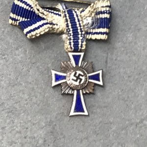 Original Miniature German Third Reich Mother’s Cross Ehrenkreuz der Deutschen Mutter In Bronze Certified