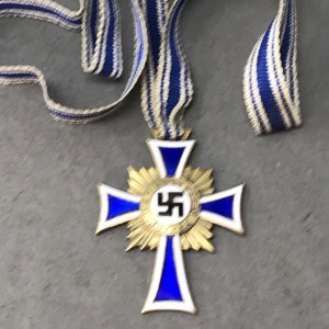Original WWII Era German Mother’s Cross Ehrenkreuz der Deutschen Mutter In Gold Certified
