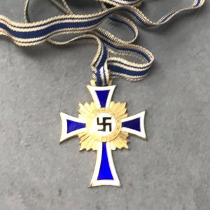 Original WWII Era German Mother’s Cross Ehrenkreuz der Deutschen Mutter In Gold Certified