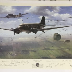Original Signed (Autographed) PRINT "Angles From Above" WITH 16 BAND OF BROTHERS SIGNATURES CERTIFIED