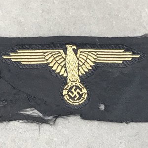 Original WWII German Waffen SS SLEEVE EAGLE. (Tropen SS-Ärmelhoheitsabzeichen) RARE Gold Thread Variant Brought Home By A U.S. Veteran Certified