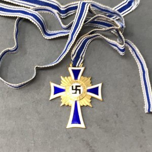 Original WWII Era German Mother’s Cross Ehrenkreuz der Deutschen Mutter In Gold Certified