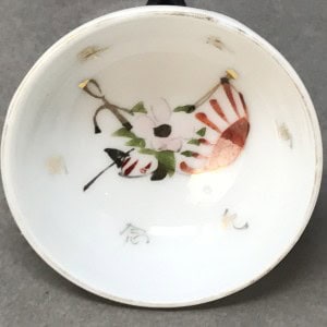Original WWII Japanese Patriotic Saki Cup With Rising Sun Flag And Kanji Certified By The Gettysburg Museum Of History