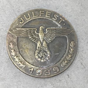Original German NSDAP (Nazi Party) SS 1939 Julfest Yule Festival Table Medal by Deschler Certified