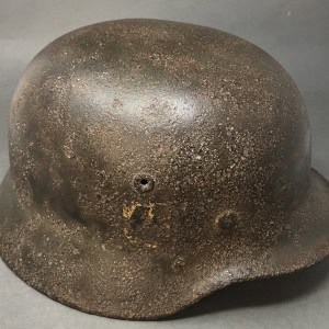 Original WWII German Waffen SS M-40 Single Decal Combat Helmet Relic Certified