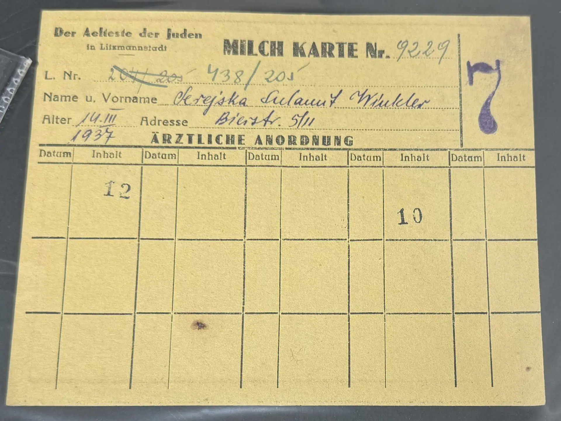 WWII Rare Lodz Ghetto Milk Ration Cards – Researched COA