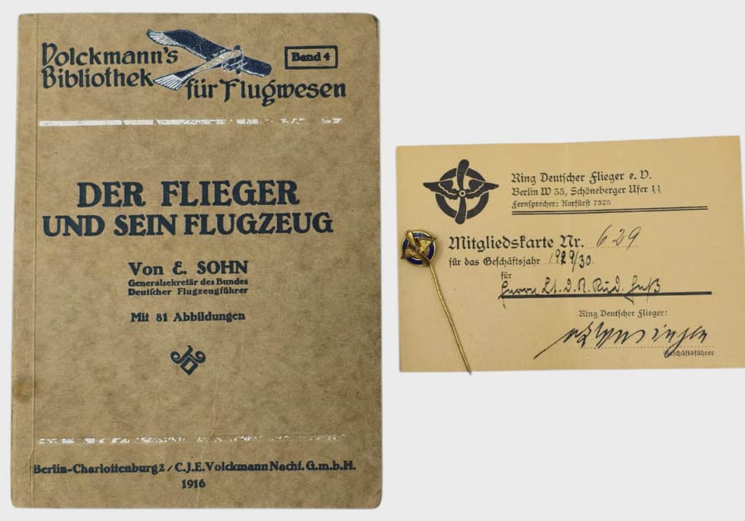 Very Rare WWII Rudolf Hess Signed Book & Badge – Museum COA
