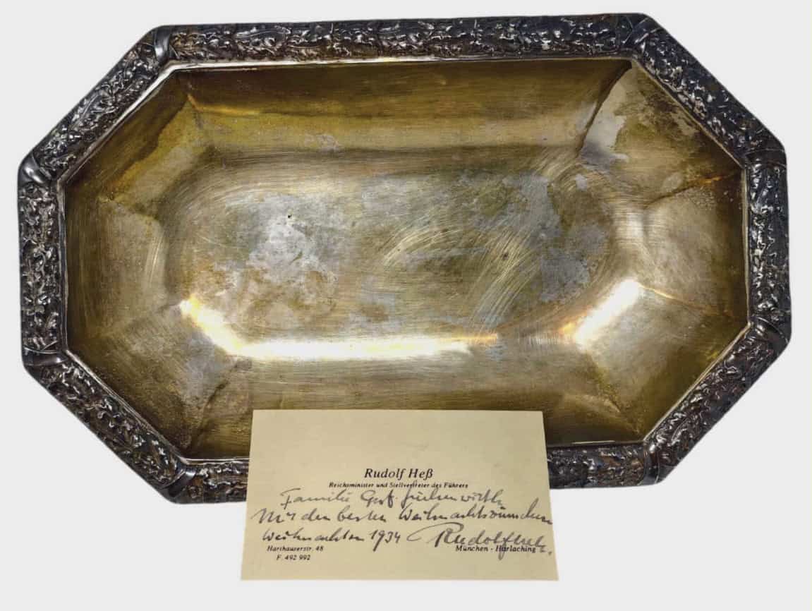 Rudolf Hess 1934 Silver Calling Card Tray - Signed, COA