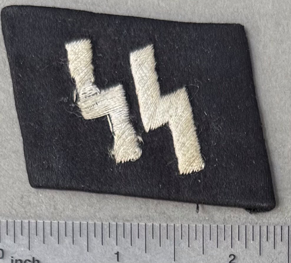 Original WWII Waffen-SS Collar Tab, Vet Bring-Back, RZM, COA