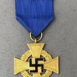 Original WWII German 40 Year Gold FAITHFUL SERVICE Medal Certified