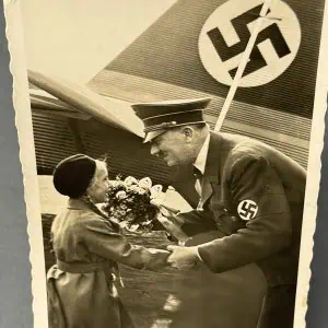 Outstanding Original Classic Adolf Hitler Photo Postcard With Youth By Hoffman Circa 1930’s Certified By The Gettysburg Museum Of History
