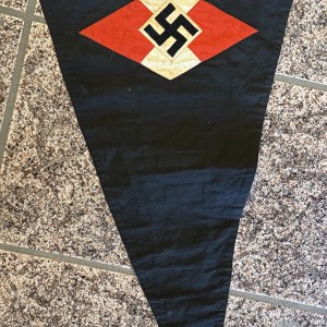 Original VERY EARLY OUTSTANDING RARE German NSDAP (NAZI PARTY) League Of German Girls (BDM) Hitler Youth Pennant Certified