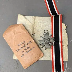 Original WWII Bronze German War Merit With Swords 2nd Class With Ribbon And Original Issue Envelope Certified By The Gettysburg Museum Of History