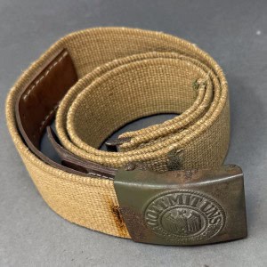 VERY RARE Original WWII German AFRICA CORPS EM/NCO’S TROPICAL BELT. (Tropen Koppel) AND BUCKLE Certified