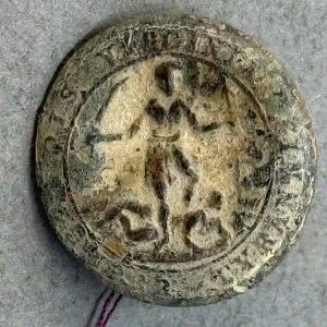 VERY RARE Original Confederate Virginia Coat Size low Convex Style Button With Backmark Recovered At Caroline County Virginia Certified