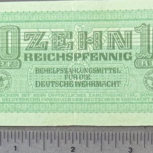 Original WWII German Third Reich Era 10 Reichspfennig Note With National Eagle Certified