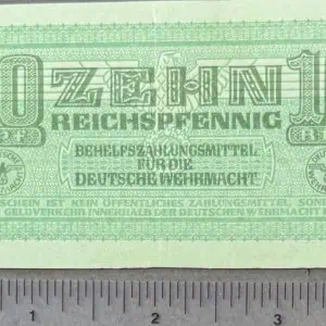 Original WWII German Third Reich Era 10 Reichspfennig Note With National Eagle Certified