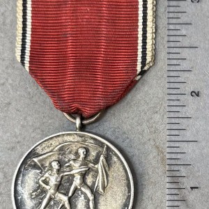 Original WWII German COMMEMORATIVE MEDAL OF 1ST March 13, 1938 Certified
