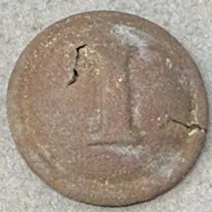 Original Confederate Block I (Infantry) Coat Size Button Recovered At Spotsylvania Certified