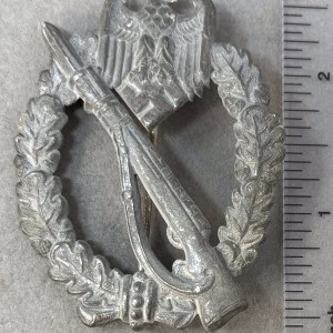 Original WWII German Infantry Assault Badge In Silver ( RARE Hollow Back) Certified By The Gettysburg Museum Of History