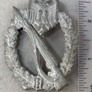 Original WWII German Infantry Assault Badge In Silver ( RARE Hollow Back) Certified By The Gettysburg Museum Of History