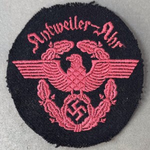 Original WWII German POLICE FEUERSCHUTZPOLIZEI Werkfeuerwehr NCO’S SLEEVE EAGLE. (Ärmelhoheitsabzeichen) Certified