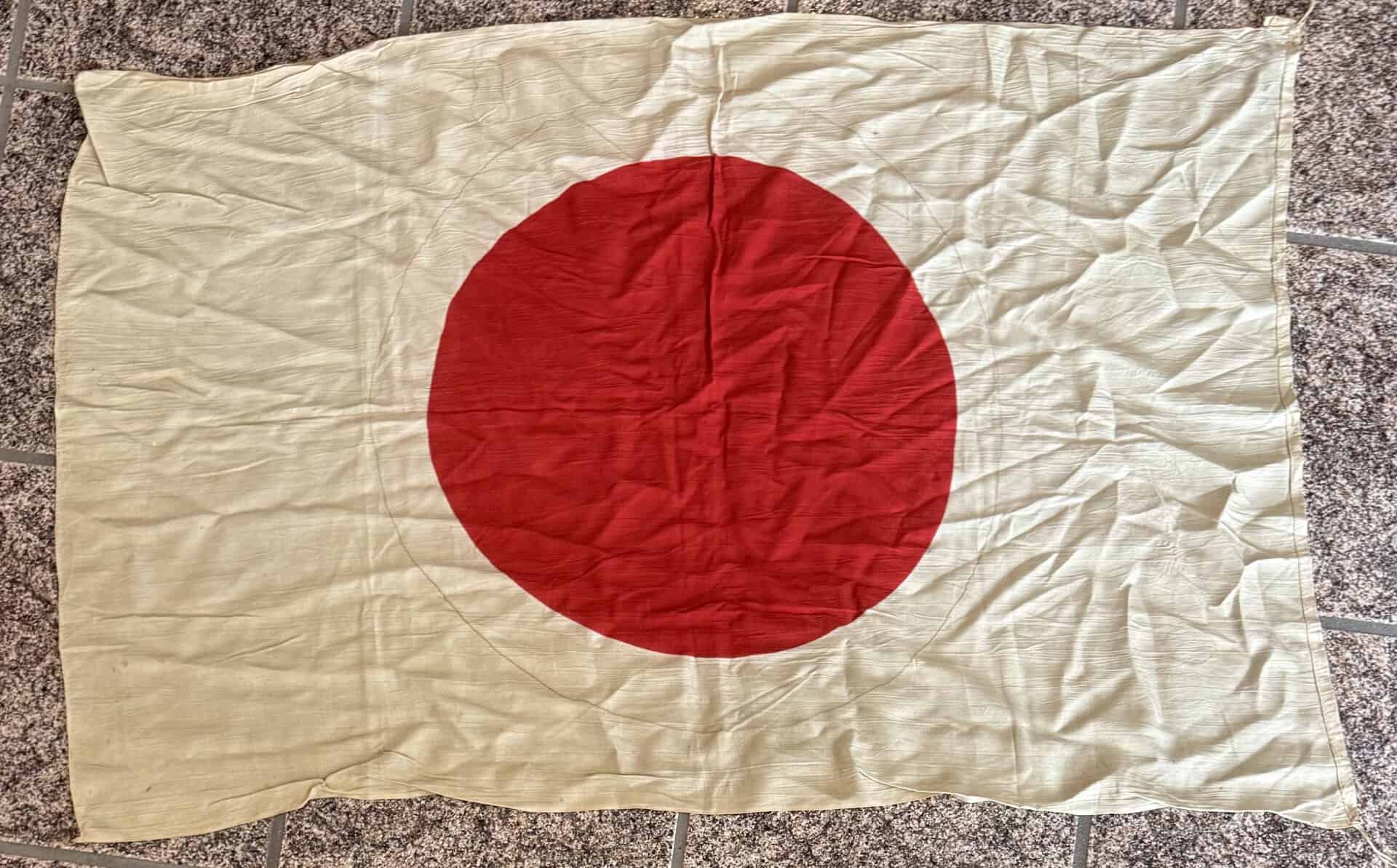 WWII Large Japanese National Flag With Original Ties